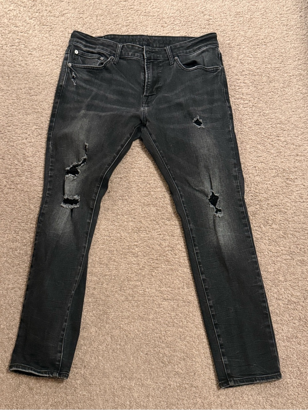 American Eagle Outfitters Black Ripped Skinny Jeans